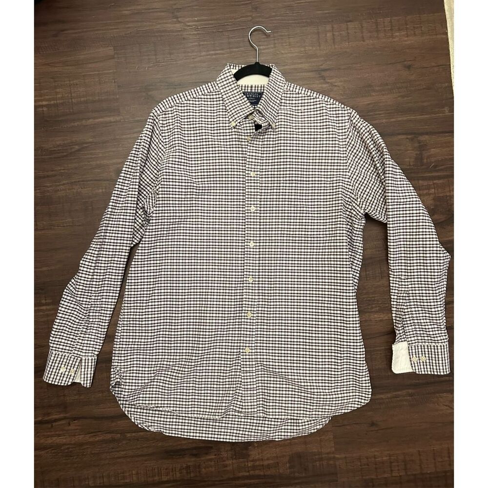 Charles Tyrwhitt Jermyn St London Oxford Weave Purple White Button-Up, Sz Large